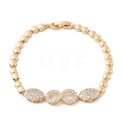 Brass Micro Pave Cubic Zirconia Chain Bracelets KK-R217-45G-1