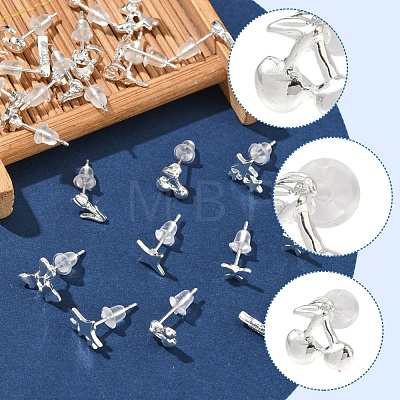 2 Pairs Alloy Stud Earrings for Women EJEW-FS0001-27E-1