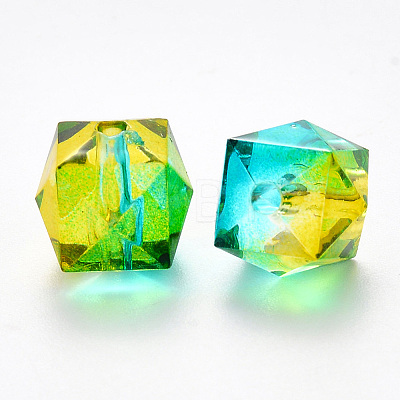 Two Tone Transparent Spray Painted Acrylic Beads X-ACRP-T005-26P-1