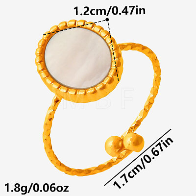 304 Stainless Steel with Natural Shell Cuff Open Rings for Women IP2292-3-1