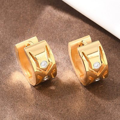 304 Stainless Steel Clear Cubic Zirconia Hoop Earrings EJEW-L307-12G-02-1
