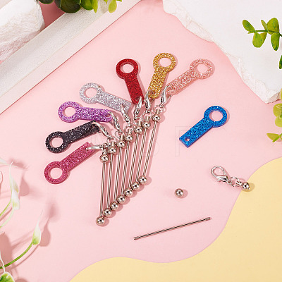 8Pcs 8 Colors Acrylic Straw Pendant Beadable Bar HJEW-TA0001-51-1