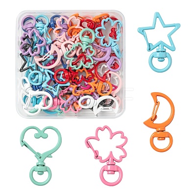 40Pcs 4 Style Spray Painted Alloy Swivel Snap Hooks Clasps FIND-LS0001-52-1