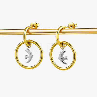 316 Surgical Stainless Steel Stud Dangle Earrings for Women WGF7699-01-1