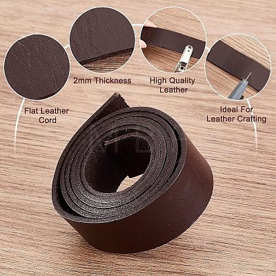 Olycraft 2Pcs 2 Colors Flat Leather Jewelry Cords WL-OC0001-03-1