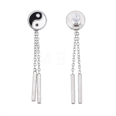 Feng Shui 304 Stainless Steel Chain Tassel Earrings EJEW-I248-37-1