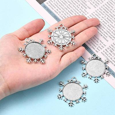 Christmas Ornaments Alloy Snowflake Pendant Cabochon Settings LS-TIBEP-O006-29AS-1
