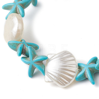 Synthetic Turquoise & ABS Plastic Imitation Pearl Beaded Stretch Bracelets BJEW-JB10567-1