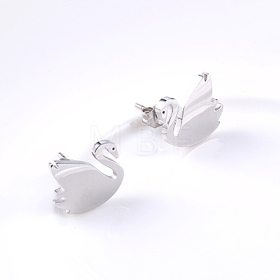 Swan 304 Stainless Steel Stud Earrings DT5024-2-1