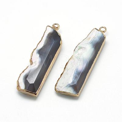 Natural Grey Agate Big Pendants G-Q494-03-1