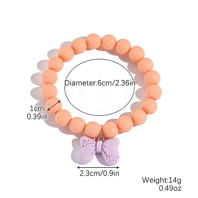 Resin Charm Round Acrylic Beaded Stretch Bracelets for Kid WG37424-02-1