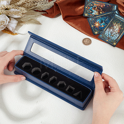 7-Slot Imitation Leather Dice Organizer Boxes with Magnetic Visible Window Lid ODIS-WH0079-105A-1