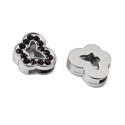 Alloy with Rhinestone Slide Charms RB-NH0002-03P-1