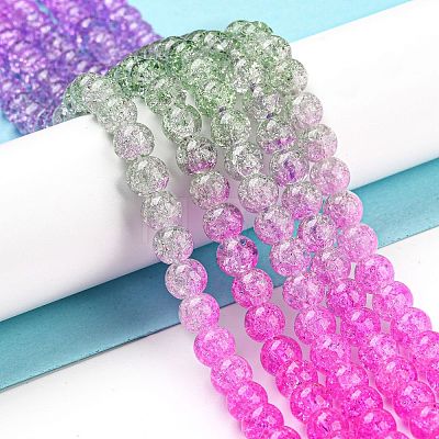 Spray Painted Crackle Glass Beads Strands DGLA-C002-6mm-08-1