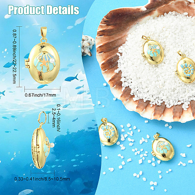 4Pcs 2 Styles Brass Enamel Locket Pendants KK-CJ0005-56-1