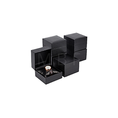 Square Diamond Print Cardboard Jewelry Watch Storage Boxes CON-WH0092-56-1