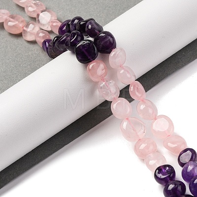 Natural Rose Quartz & Amethyst Beads Strands G-L610-B16-01-1