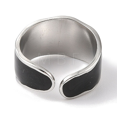 304 Stainless Steel Enamel Open Cuff Rings for Women RJEW-F166-37P-02-1