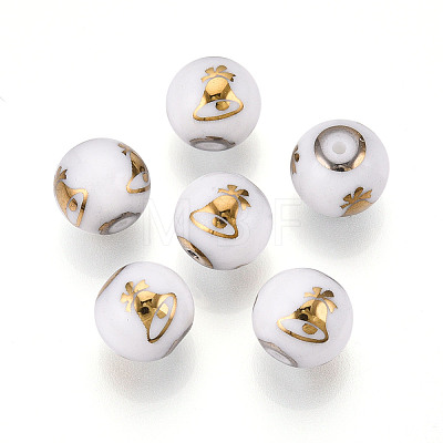 Christmas Opaque Glass Beads X-EGLA-R113-06C-1