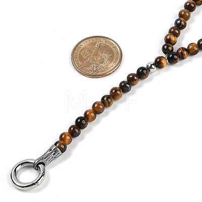 Natural Tiger Eye Round Beaded Y Necklaces NJEW-F331-02P-01-1