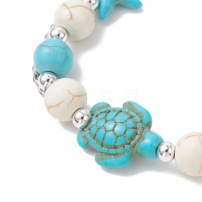 2Pcs Synthetic Turquoise Beaded Stretch Bracelets BJEW-JB13292-1