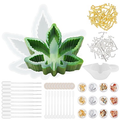 DIY Pot Leaf Ashtray Silicone Molds Kits DIY-OC0003-53-1