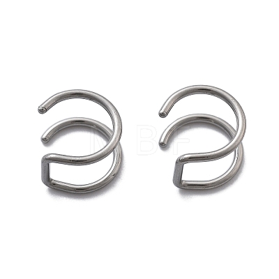 304 Stainless Steel 2 Line Hoop Clip on Nose Rings AJEW-A062-07P-1