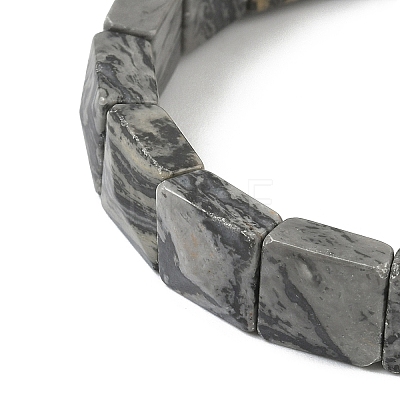 Natural Map Stone Beads Stretch Bracelets for Women Men BJEW-C097-06-10-1