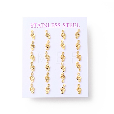 304 Stainless Steel Tiny Musical Note Stud Earrings with 316 Stainless Steel Pins for Women EJEW-J043-11G-1