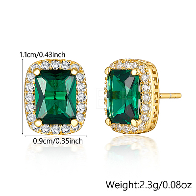 Cubic Zirconia Rectangle Stud Earrings ES5982-1-1