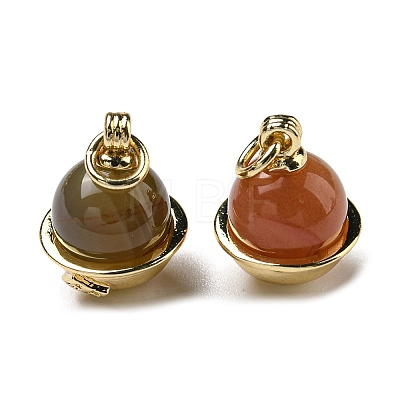 Natural Yanyuan Agate Bell Charms G-R489-24G-1