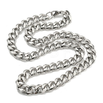 201 Stainless Steel Curb Chain Necklaces for Men NJEW-Q336-07B-P-1