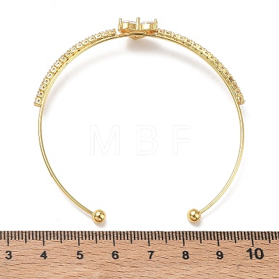 Brass Micro Pave Clear Cubic Zirconia Cuff Bangles KK-D112-04G-1