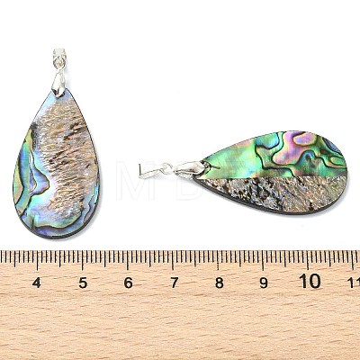 Natural Paua Shell Pendants PALLOY-JF05908-1