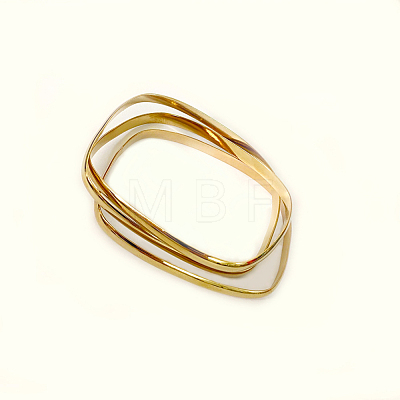 3Pcs Women's Simple Fashion Square PVD Vacuum Plating 201 Stainless Steel Stackable Bangles BJEW-O182-05G-1-1