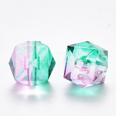 Two Tone Transparent Spray Painted Acrylic Beads ACRP-T005-26Q-1