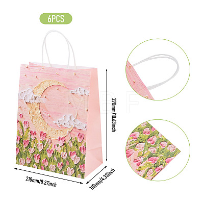 6Pcs Flower Printed Paper Gift Bags ABAG-TADJ0001-08A-1