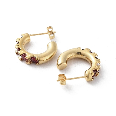 Iron Plating(IP) 304 Stainless Steel Stud Earrings with Cubic Zirconia EJEW-D095-21G-1