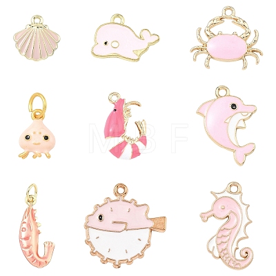 9Pcs 9 Styles Alloy Enamel Pendants ENAM-YW0008-11-1