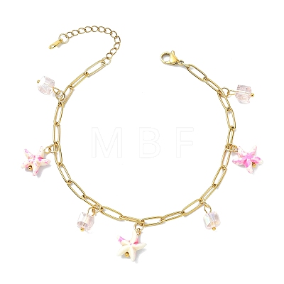Dyed Synthetic Turquoise Beads Anklets For Women AJEW-AN00799-1