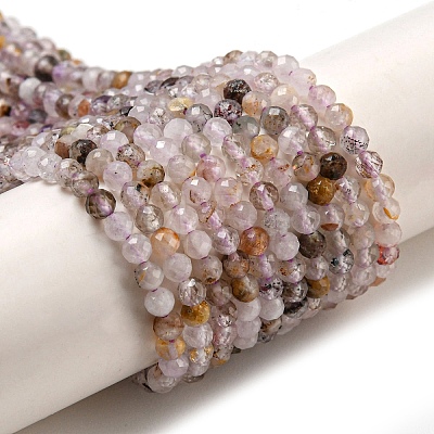 Natural Purple Rutilated Quartz Beads Strands G-A097-A09-02-1
