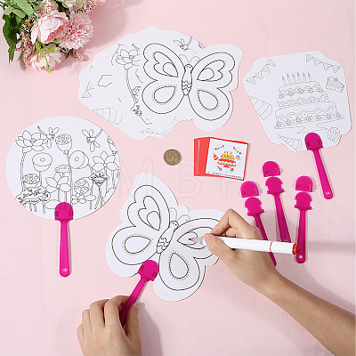 16Pcs 4 Styles Paper Hand Held Fan DIY-GF0010-33-1