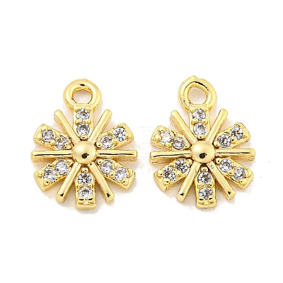 Brass Micro Pave Clear Cubic Zirconia Charms KK-Z044-16G-1