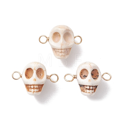 Halloween Synthetic Magnesite Skull Links Connector Charms PALLOY-JF02700-1