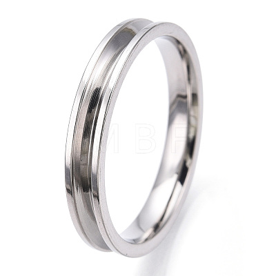 201 Stainless Steel Grooved Finger Ring Settings STAS-WH0039-11H-P-1