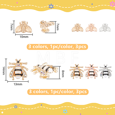 Unicraftale 6Pcs 6 Styles Bees Zinc Alloy with Enamel Watch Band Studs FIND-UN0003-39-1