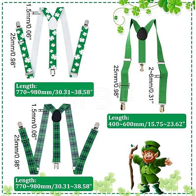 3Pcs 3 Style Adjustable Polyester Y-Shaped Heavy Duty Suspenders AJEW-CA0003-03-1