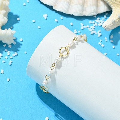 Natural Cultured Freshwater Pearl Beads Link Bracelets BJEW-JB14043-1