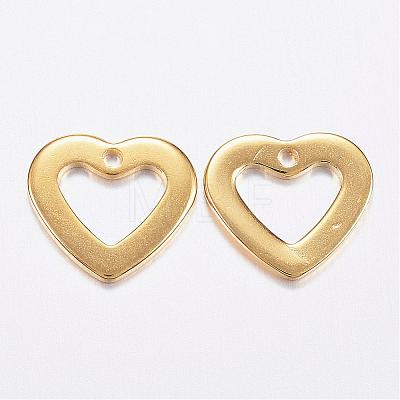 304 Stainless Steel Open Heart Charms STAS-P142-05G-1