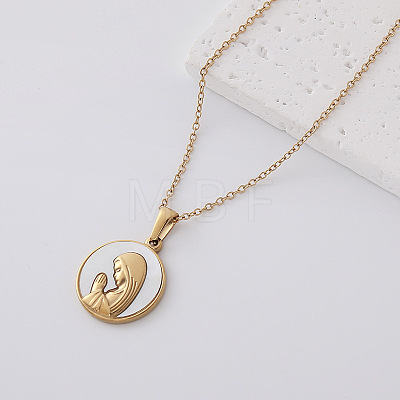 304 Stainless Crystal Rhinestone Religion Virgin Pendant Necklaces for Women AP2752-3-1